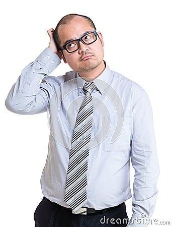 Businessman hard to make decision Stock Photo