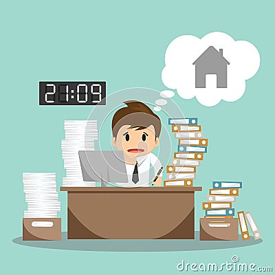 Businessman hard work on office vector illustration Vector Illustration