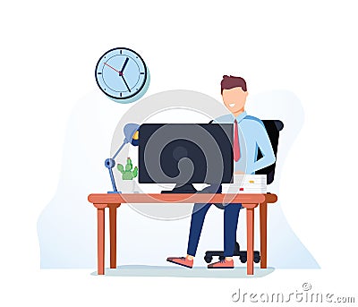 Businessman hardworking icon vector. Businessman working brainstorming process hardworking procession generation concept Cartoon Illustration