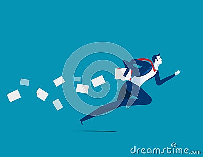 Businessman hasty running. Concept business illustration. Vector Vector Illustration