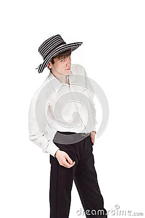 Businessman in a hat on a isolate background Stock Photo