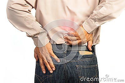 Businessman having lower back pain,Office syndrome concept Stock Photo