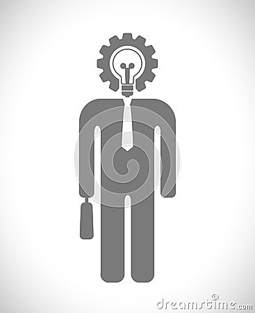 Businessman with head lightbulb Vector Illustration