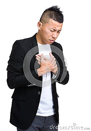 Businessman heart attack Stock Photo