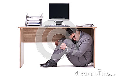 The businessman hiding in the ofice Stock Photo