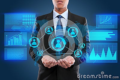 Businessman on hightech concept Stock Photo