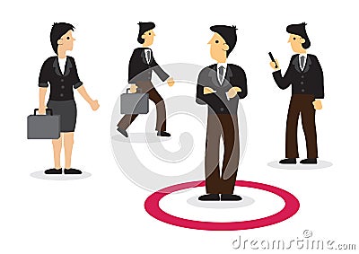 Businessman within his comfort zone. Concept of disruption, breakthough or change Vector Illustration