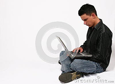 Businessman with his laptop Stock Photo