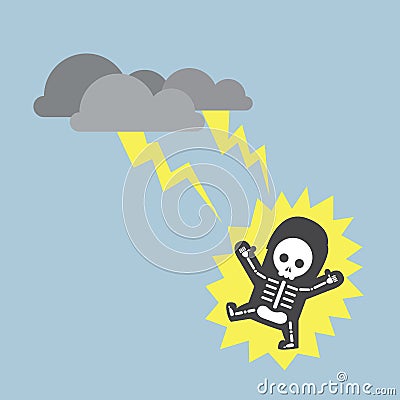 Businessman hit by lightning strike Vector Illustration