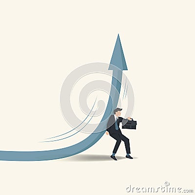 Businessman hold back the arrow straight up. Maintain business growth illustration Vector Illustration