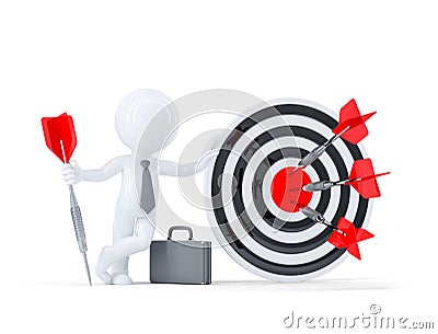 Businessman hold big archery target. Stock Photo