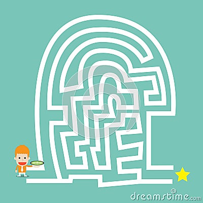 Businessman hold compass go to the maze Vector Illustration
