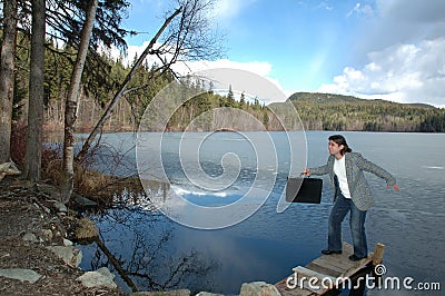 Businessman holdig his briefcase Stock Photo