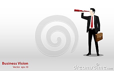 Businessman holding binoculars on color background Vector Illustration