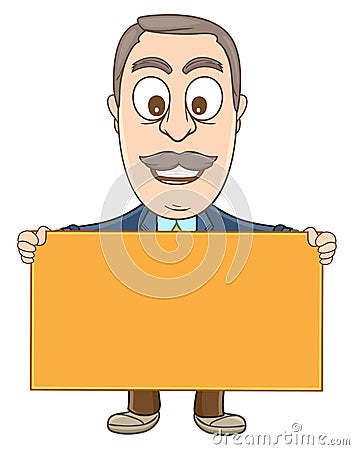 Businessman - Holding a blank board Stock Photo