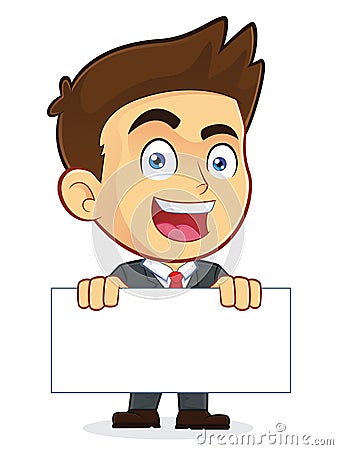 Businessman Holding a Blank Sign Vector Illustration