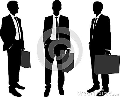 Businessman holding briefcase silhouettes Vector Illustration