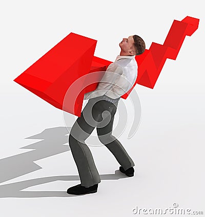 Businessman holding falling graph Stock Photo