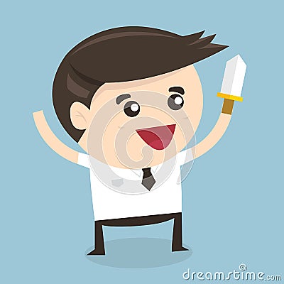 Businessman holding knife, flat design Vector Illustration