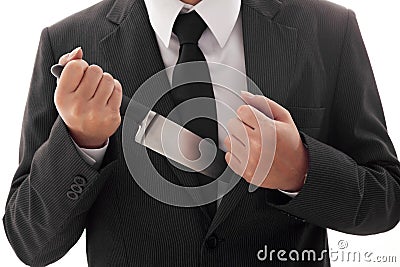 Businessman Holding Knife ready to attack conceptual image Isolated Stock Photo