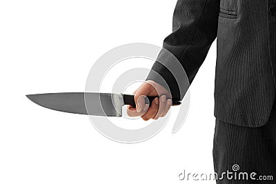 Businessman Holding Knife ready to attack conceptual image Isolated Stock Photo