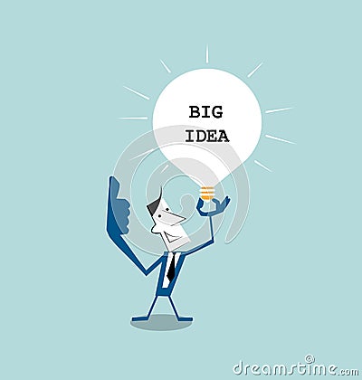 Businessman holding light bulb in his hand ,get the big idea Vector Illustration