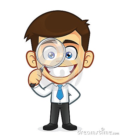 Businessman holding a magnifying glass Vector Illustration