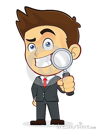 Businessman Holding a Magnifying Glass Vector Illustration