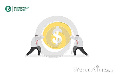 Businessman holding money coin meaning collaboration or teamwork Vector Illustration