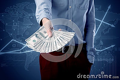 Businessman holding money Stock Photo