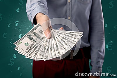 Businessman holding money Stock Photo