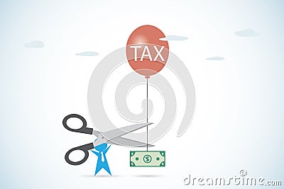 Businessman holding scissors to cut tax, business concept Vector Illustration