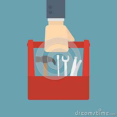 Businessman holding tool box Vector Illustration