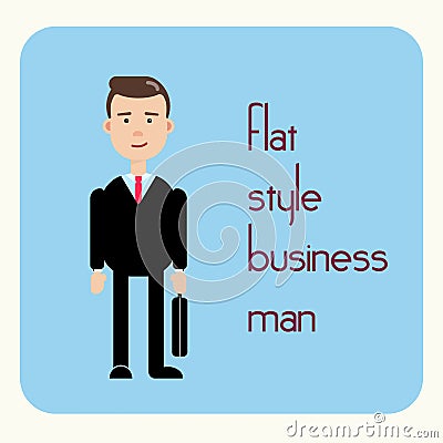 Businessman holds a suitcase in his hand. Vector Illustration