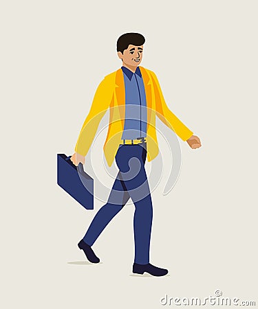 Businessman hurrying up to office illustration Vector Illustration