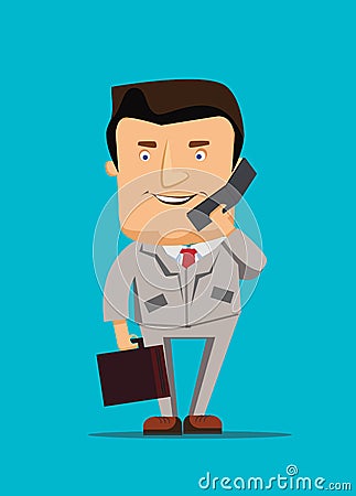 Businessman illustration talking on a phone business illustration Cartoon Illustration