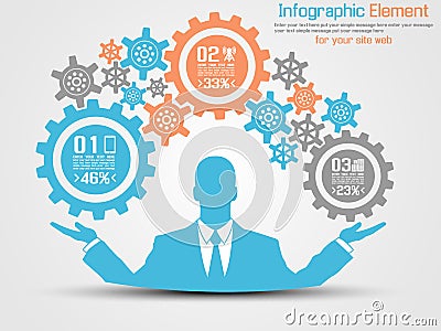 Businessman infographic gear blue Vector Illustration