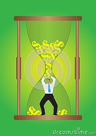 Businessman inside hour glass Vector Illustration