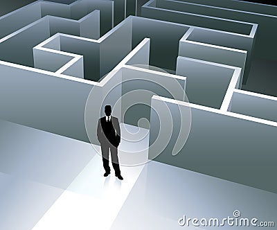 Businessman internet background with maze Vector Illustration