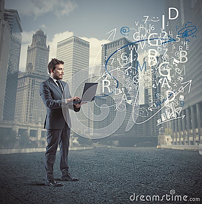 Businessman and internet concept Stock Photo