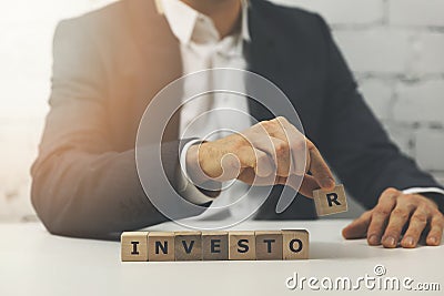 Businessman investor in office Stock Photo