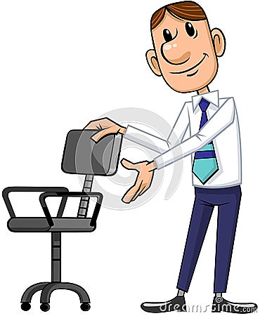 Businessman inviting to sit down. Vector Illustration