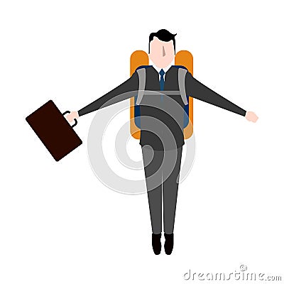 Businessman with a jetpack icon Vector Illustration