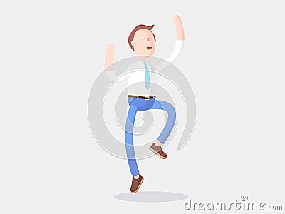 Vector illustration. Businessman Jimmy jumping with the happiness. Vector Illustration
