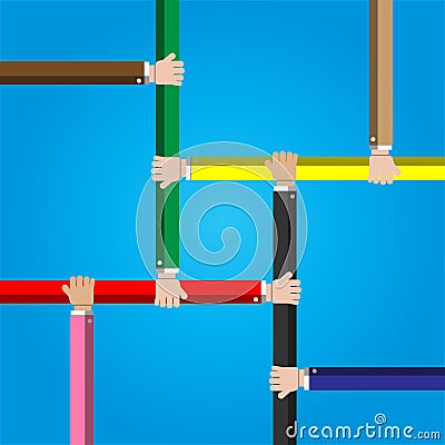 Businessman joining hands together Vector Illustration