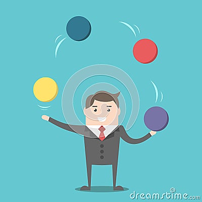 Businessman juggling spheres Vector Illustration