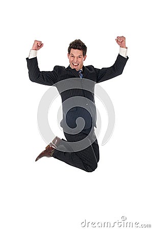 Businessman jumping Stock Photo