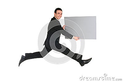 Businessman jumping Stock Photo