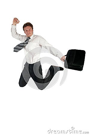 Businessman jumping Stock Photo