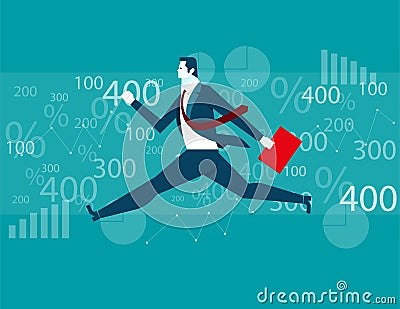 Businessman Jumping financial background Vector Illustration